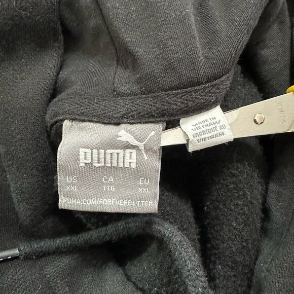 Puma Sweatshirt Pullover Hoodie Mens XXL Pocket Black Cotton Comfort Stretch - Picture 2 of 8